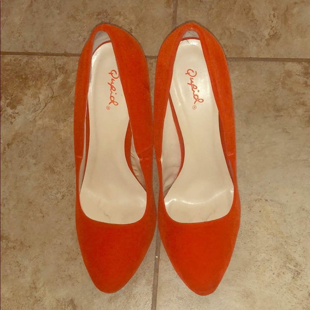 Orange nubuck heels